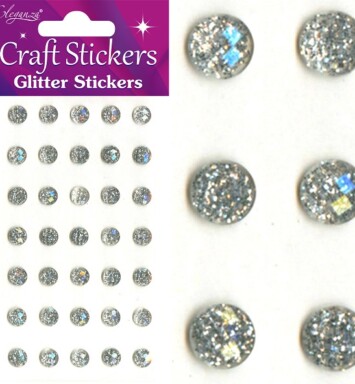8mm Eleganza Craft Glitter Gem Stickers - Silver