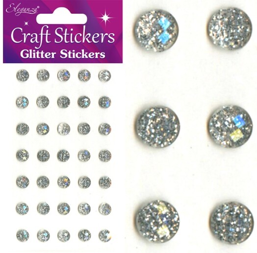 8mm Eleganza Craft Glitter Gem Stickers - Silver
