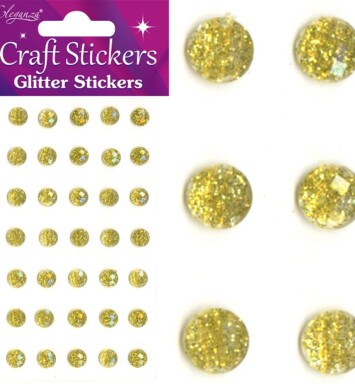 8mm Eleganza Craft Glitter Gem Stickers - Gold