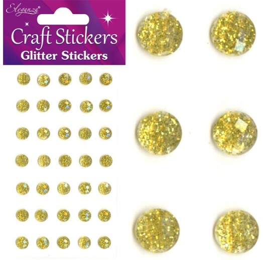 8mm Eleganza Craft Glitter Gem Stickers - Gold