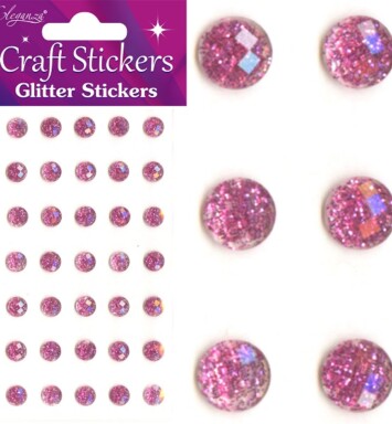 8mm Eleganza Craft Glitter Gem Stickers - Light Pink