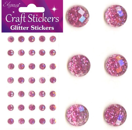 8mm Eleganza Craft Glitter Gem Stickers - Light Pink