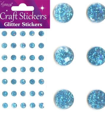 8mm Eleganza Craft Glitter Gem Stickers - Light Blue