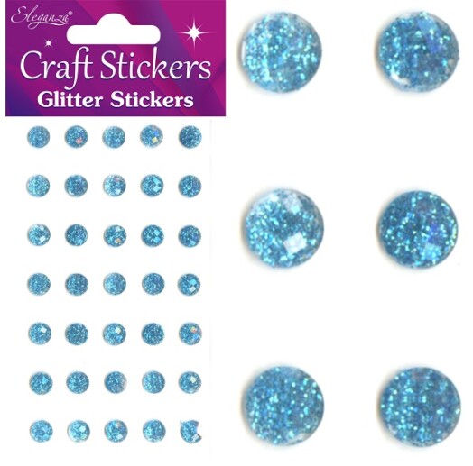 8mm Eleganza Craft Glitter Gem Stickers - Light Blue