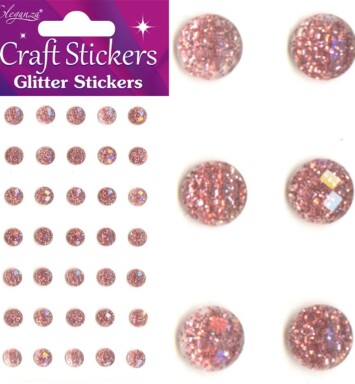 8mm Eleganza Craft Glitter Gem Stickers - Rose Gold