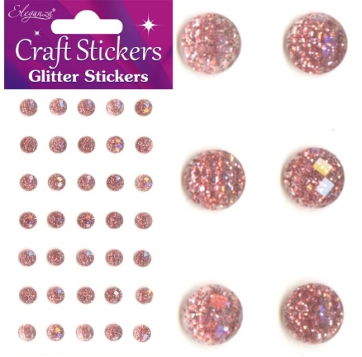 8mm Eleganza Craft Glitter Gem Stickers - Rose Gold