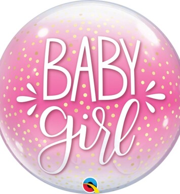 22 Inch Baby Girl Pink & Confetti Dots Bubble Balloon