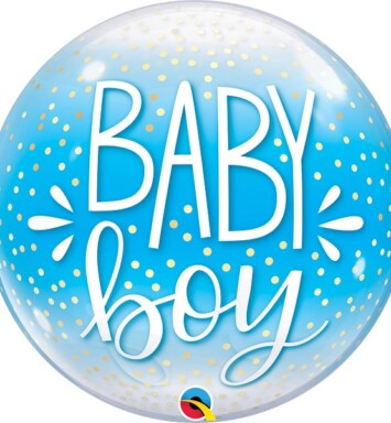 22 Inch Baby Boy Blue & Confetti Dots Bubble Balloon