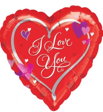 17 Inch Love Script Hearts Foil Balloon
