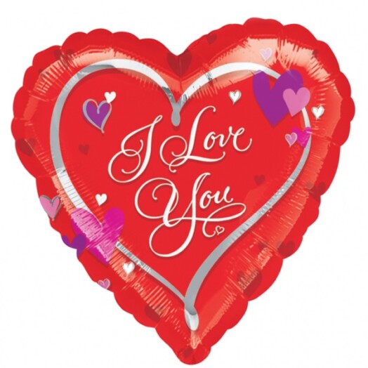 17 Inch Love Script Hearts Foil Balloon