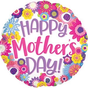 18" Happy Mother's Day Fun Flowers Foil Balloon