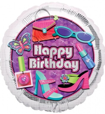 17 Inch Glitzy Girl Happy Birthday Foil Balloon