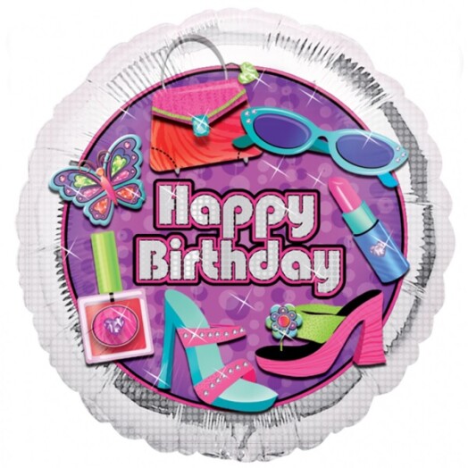 17 Inch Glitzy Girl Happy Birthday Foil Balloon