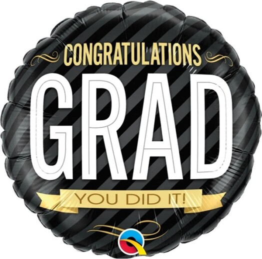 18 Inch Congratulations Grad Stripes Foil Balloon