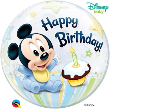 22" Disney Baby Mickey Mouse 1st Birthday Bubble Balloon