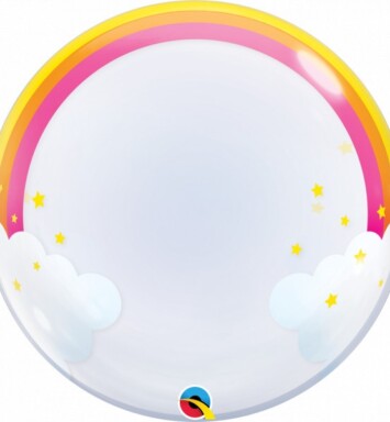 24" Deco Bubble - Rainbow Clouds Balloon