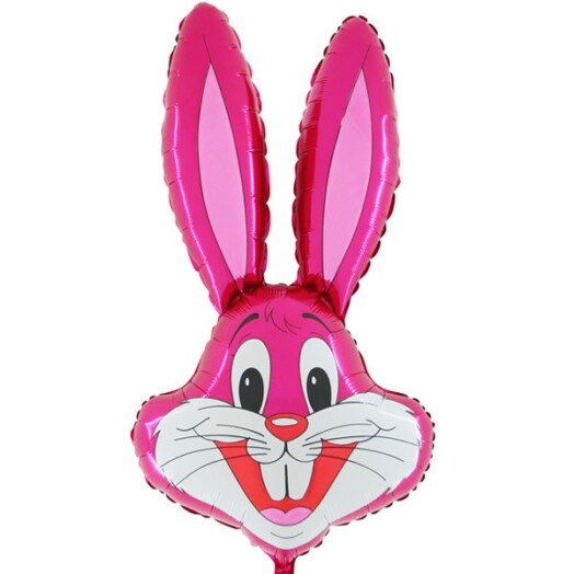 Fuchsia Rabbit Head Super Shape Foil Balloon