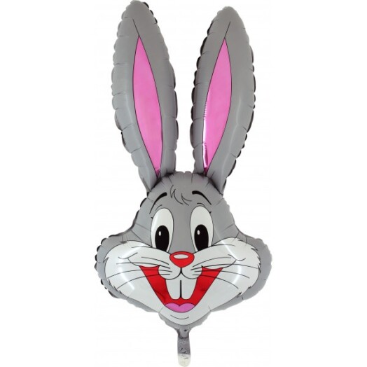 Grey Rabbit Head Super Shape Foil Balloon