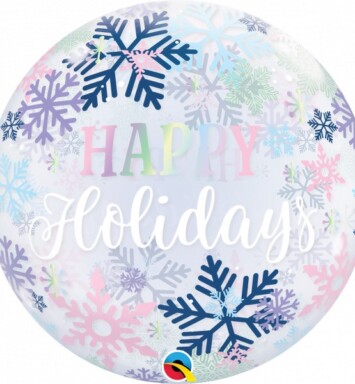 22 Inch Happy Holidays Snowflakes Bubble Balloon