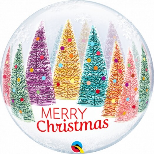 22 Inch Christmas Trees & Snowflakes Bubble Balloon