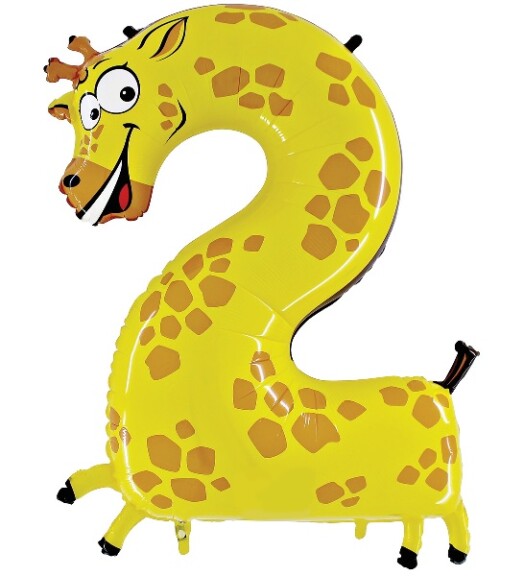 40" Zooloons Giraffe Number 2 Foil Balloon