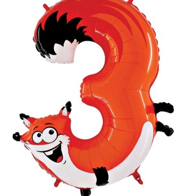 40" Zooloons Fox Number 3 Foil Balloon