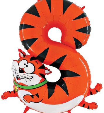 40" Zooloons Cat Number 8 Foil Balloon