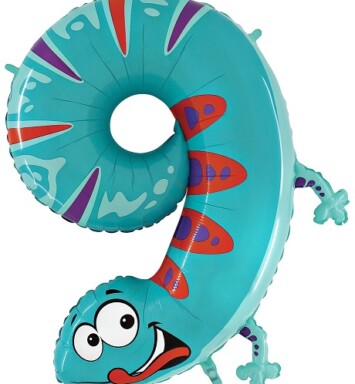 40" Zooloons Gecko Number 9 Foil Balloon