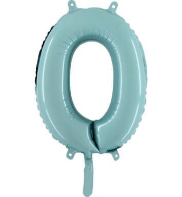 14" Mini Shape Number Balloon 0 - Pastel Blue