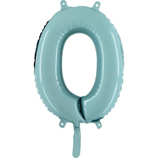 14" Mini Shape Number Balloon 0 - Pastel Blue