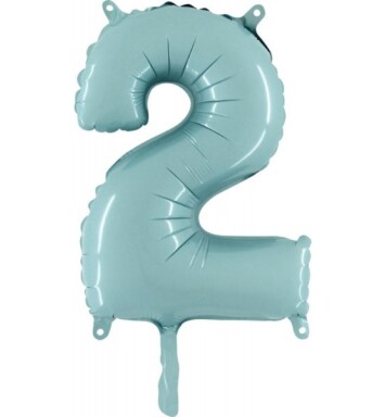 14" Mini Shape Number Balloon 2 - Pastel Blue