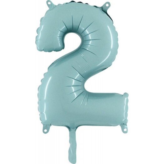 14" Mini Shape Number Balloon 2 - Pastel Blue