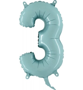 14" Mini Shape Number Balloon 3 - Pastel Blue