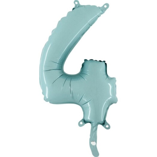 14" Mini Shape Number Balloon 4 - Pastel Blue