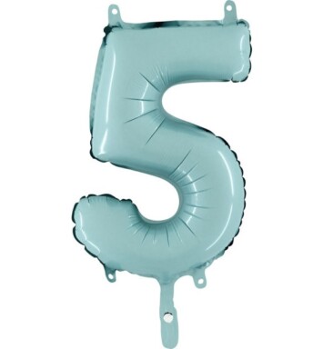 14" Mini Shape Number Balloon 5 - Pastel Blue
