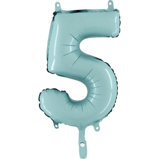 14" Mini Shape Number Balloon 5 - Pastel Blue