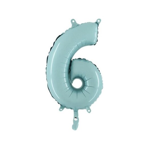 14" Mini Shape Number Balloon 6 - Pastel Blue