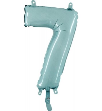 14" Mini Shape Number Balloon 7 - Pastel Blue