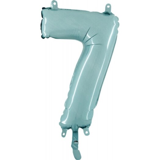 14" Mini Shape Number Balloon 7 - Pastel Blue