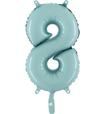 14" Mini Shape Number Balloon 8 - Pastel Blue