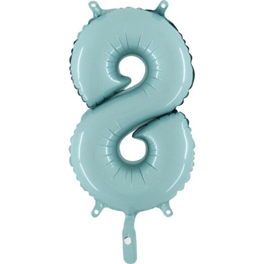14" Mini Shape Number Balloon 8 - Pastel Blue