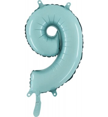 14" Mini Shape Number Balloon 9 - Pastel Blue