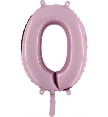 14" Mini Shape Number Balloon 0 - Pastel Pink