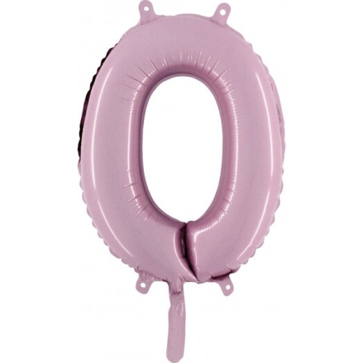 14" Mini Shape Number Balloon 0 - Pastel Pink
