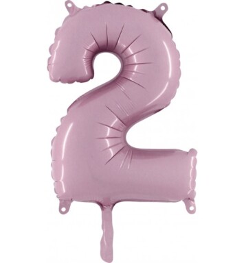14" Mini Shape Number Balloon 2 - Pastel Pink