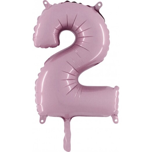 14" Mini Shape Number Balloon 2 - Pastel Pink