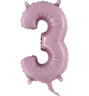 14" Mini Shape Number Balloon 3 - Pastel Pink