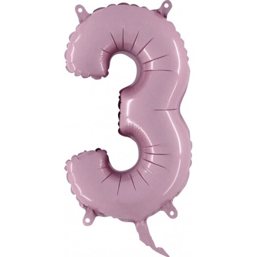 14" Mini Shape Number Balloon 3 - Pastel Pink
