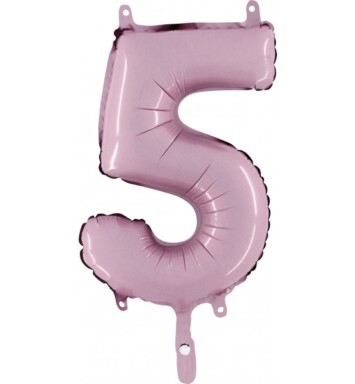 14" Mini Shape Number Balloon 5 - Pastel Pink