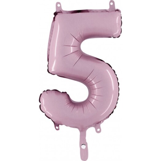 14" Mini Shape Number Balloon 5 - Pastel Pink